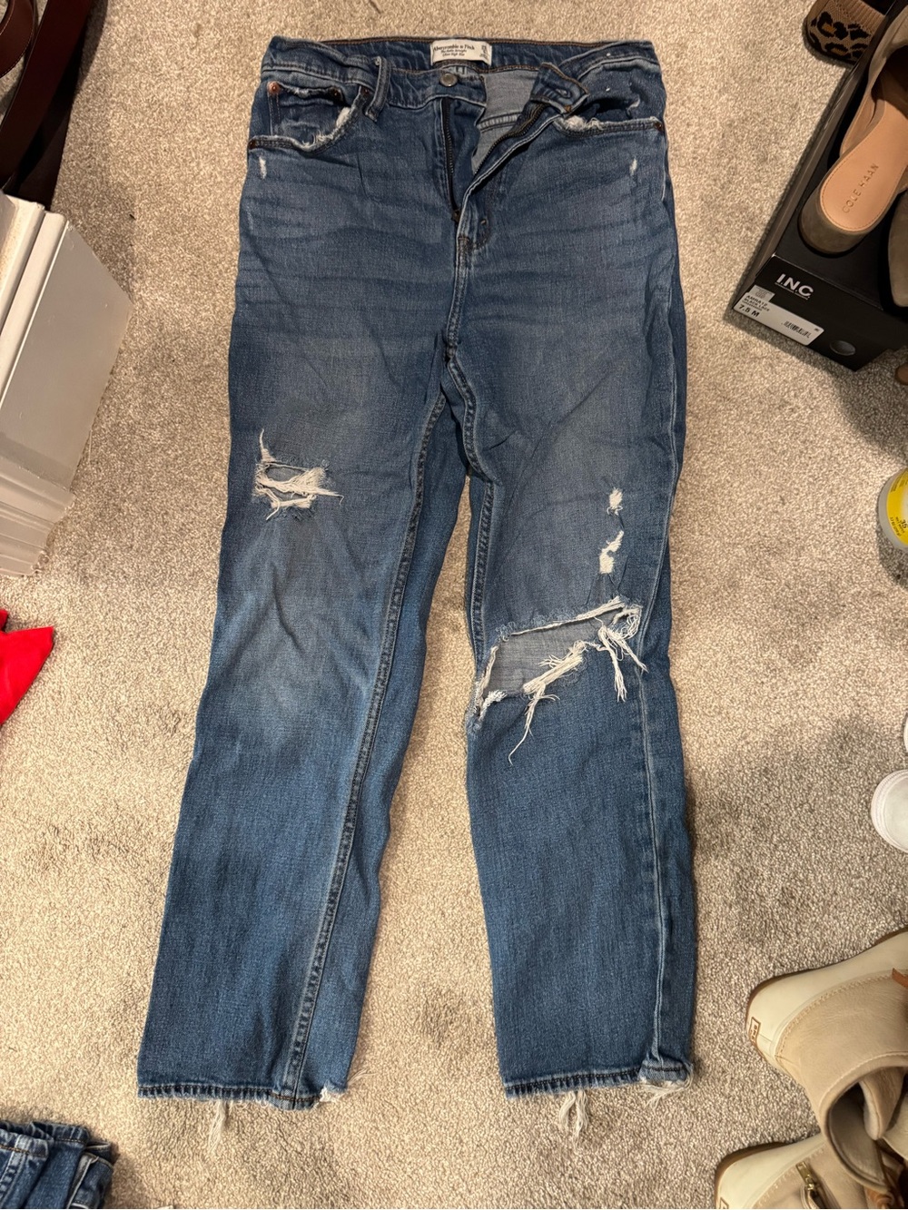 Abercrombie & Fitch Blue Ankle Straight Ultra High Rise Jeans